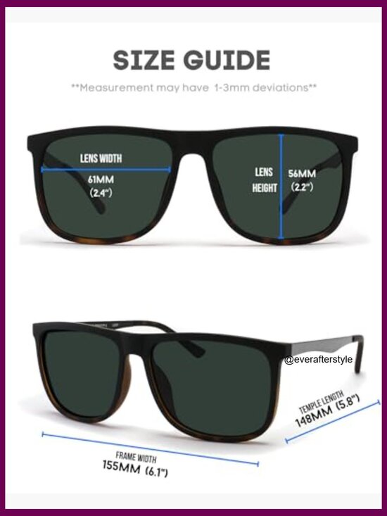 TR90 Frame Polarized Square Sunglasses for Large Heads UV400 Protection